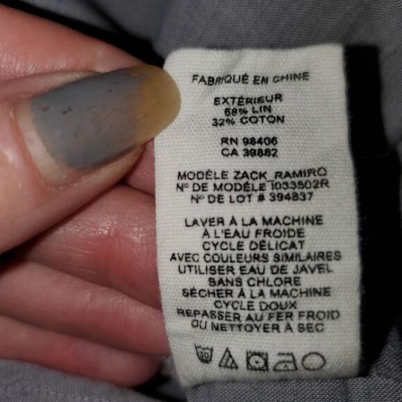 Theory Men´s Zack Ramiro Linen Cotton Blend Button Gray Long Sleeve Shirt M - Picture 10 of 10